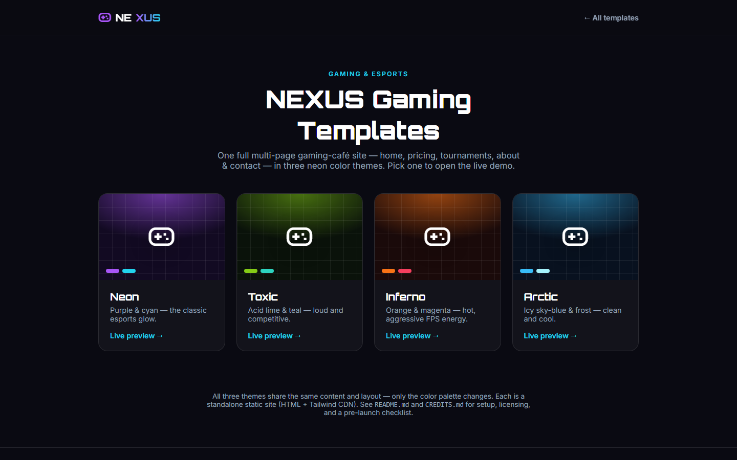 NEXUS — Gaming Café Template